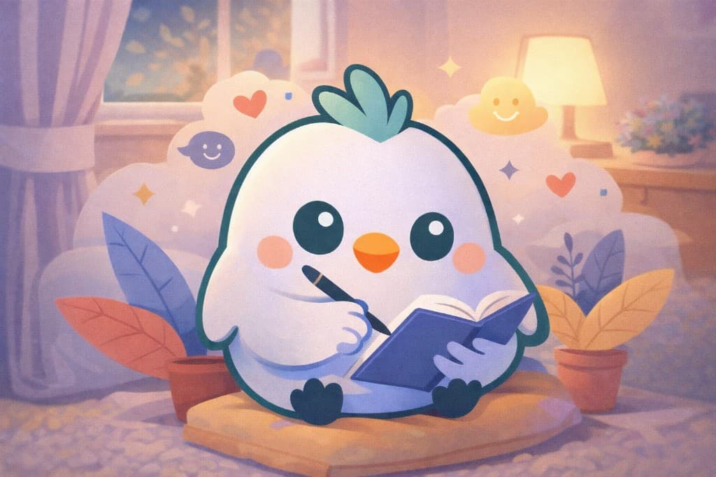 Student reflecting with journal